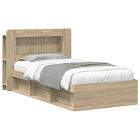 vidaXL Sängram med förvaring Sonoma-ek 90 x 190 cm Konstruerat trä
