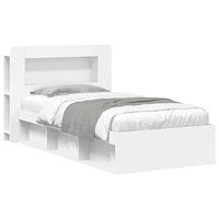 vidaXL Sängram med förvaring Vit 90 x 200 cm Konstruerat trä