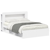 vidaXL Sängram med förvaring Vit 140 x 200 cm Konstruerat trä
