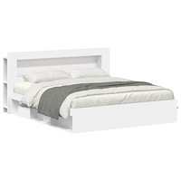 vidaXL Sängram med förvaring Vit 180 x 200 cm Konstruerat trä