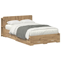 vidaXL Sängram med förvaring Artisan-ek 120 x 190 cm Konstruerat trä