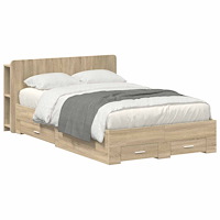 vidaXL Sängram med förvaring Sonoma-ek 120 x 200 cm Konstruerat trä