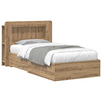 vidaXL Sängram med förvaring Artisan-ek 100 x 200 cm Konstruerat trä