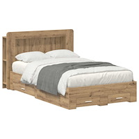 vidaXL Sängram med förvaring Artisan-ek 120 x 190 cm Konstruerat trä