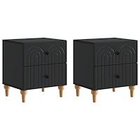vidaXL Nattduksbord 2 pcs Svart 43 x 34,5 x 48 cm Konstruerat trä
