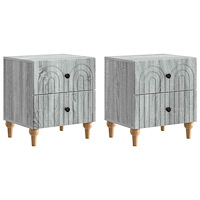 vidaXL Nattduksbord med låda 2 pcs Grå sonoma-ek 43 x 34,5 x 48 cm