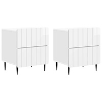 vidaXL Nattduksbord med låda 2 pcs Vit högglans 43 x 34,5 x 49,5 cm