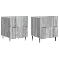 vidaXL Nattduksbord med låda 2 pcs Grå sonoma-ek 43 x 34,5 x 49,5 cm