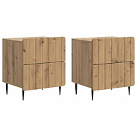 vidaXL Nattduksbord med låda 2 pcs Artisan-ek 43 x 34,5 x 49,5 cm