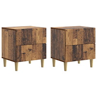 vidaXL Nattduksbord med låda 2 pcs Gammalt trä 43 x 34,5 x 48 cm