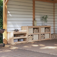 vidaXL Uteköksskåp MEPPEL 3 pcs Naturlig Douglas Massivt douglas-trä