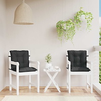 vidaXL Lågryggs Stolsdynor Set 2 pcs Melange Svart 100 x 50 x 7 cm