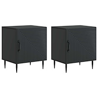 vidaXL Nattduksbord 2 pcs Svart 43 x 34,5 x 50 cm Konstruerat trä