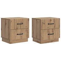vidaXL Nattduksbord med låda 2 pcs Artisan-ek 43 x 34,5 x 44,5 cm