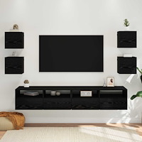 vidaXL Väggmonterat TV-förråd 4 pcs Svart ek 30,5 x 30 x 30 cm