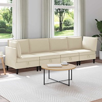 vidaXL Möbelset för vardagsrummet 4 pcs Gräddvit Tyg