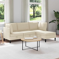 vidaXL Möbelset för vardagsrummet 4 pcs Gräddvit Tyg