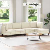 vidaXL Möbelset för vardagsrummet 5 pcs Gräddvit Tyg