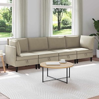 vidaXL Möbelset för vardagsrummet 4 pcs Sand Tyg