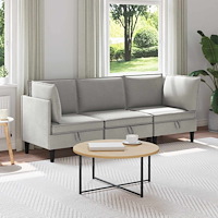 vidaXL Möbelset för vardagsrummet 3 pcs Ljusgrå Tyg