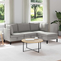 vidaXL Möbelset för vardagsrummet 4 pcs Ljusgrå Tyg