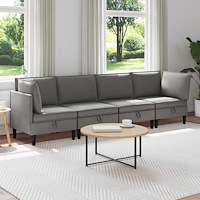 vidaXL Möbelset för vardagsrummet 4 pcs Mörkgrå Tyg