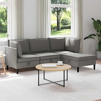 vidaXL Möbelset för vardagsrummet 4 pcs Mörkgrå Tyg