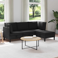 vidaXL Möbelset för vardagsrummet 4 pcs Svart Tyg