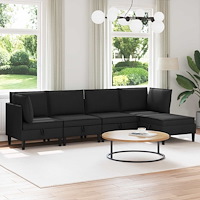vidaXL Möbelset för vardagsrummet 5 pcs Svart Tyg