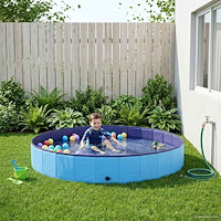 vidaXL Barn Sim Pool Blå Ø200 x 30 cm Tjock PVC och Konstruerat Trä