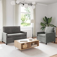 vidaXL Soffset 2 pcs Ljusgrå Sammet