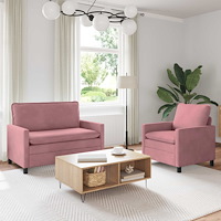 vidaXL Soffset 2 pcs Rosa Sammet