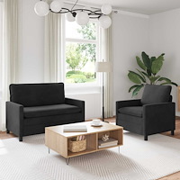 vidaXL Soffset 2 pcs Svart Sammet