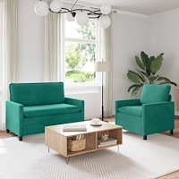 vidaXL Soffset 2 pcs Turkos Sammet