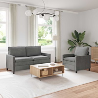 vidaXL Soffset 2 pcs Mörkgrå Sammet