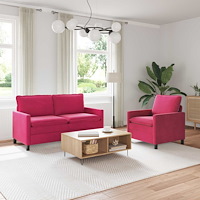 vidaXL Soffset 2 pcs Vinröd Sammet