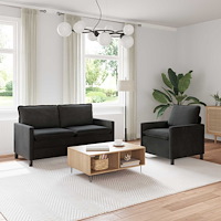 vidaXL Soffset 2 pcs Svart Sammet