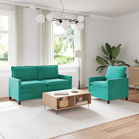 vidaXL Soffset 2 pcs Turkos Sammet