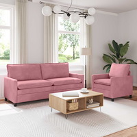 vidaXL Soffset 2 pcs Rosa Sammet