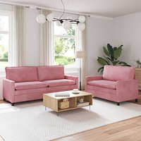 vidaXL Soffset 2 pcs Rosa Sammet