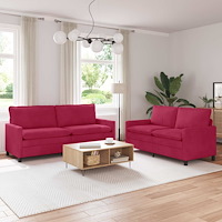 vidaXL Soffset 2 pcs Vinröd Sammet
