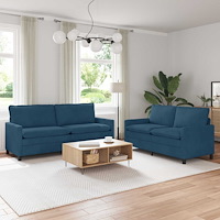 vidaXL Soffset 2 pcs Blå Sammet