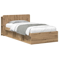 vidaXL Sängram med förvaring Artisan-ek 90 x 190 cm Konstruerat trä
