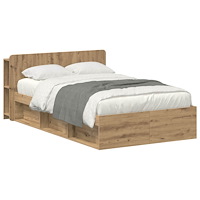 vidaXL Sängram med förvaring Artisan-ek 120 x 190 cm Konstruerat trä