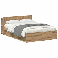 vidaXL Sängram med förvaring Artisan-ek 140 x 190 cm Konstruerat trä