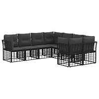 vidaXL Utomhussoffset med kudde 8 pcs Svart och Mörkgrå Polyester