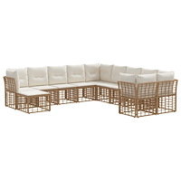 vidaXL Utomhussoffset 11 pcs Naturlig och Creamvit Polyester