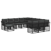 vidaXL Utomhussoffset 12 pcs Svart och Mörkgrå Polyester
