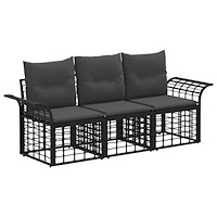 vidaXL Utomhussoffset 3 pcs Svart och Mörkgrå Polyester