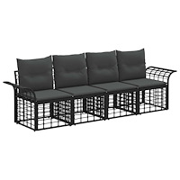 vidaXL Utomhussoffset med kudde 4 pcs Svart och Mörkgrå Polyester